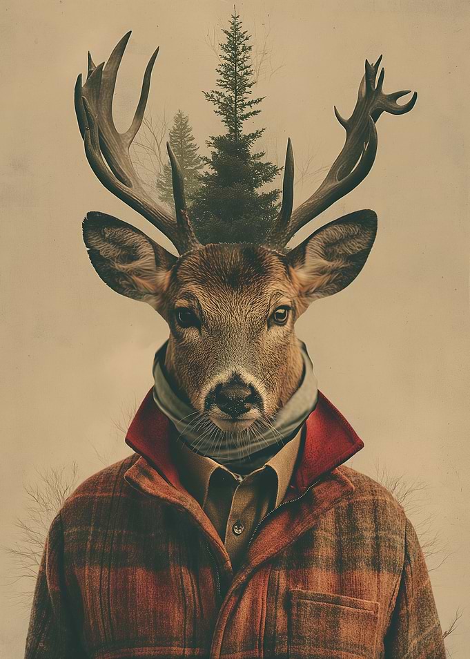 Deer in a plaid jacket