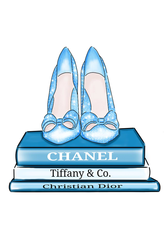 Blue Glitter Heels on Books