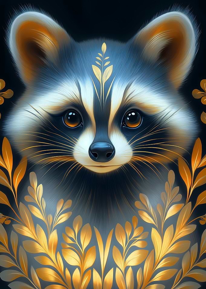 Golden Raccoon Portrait