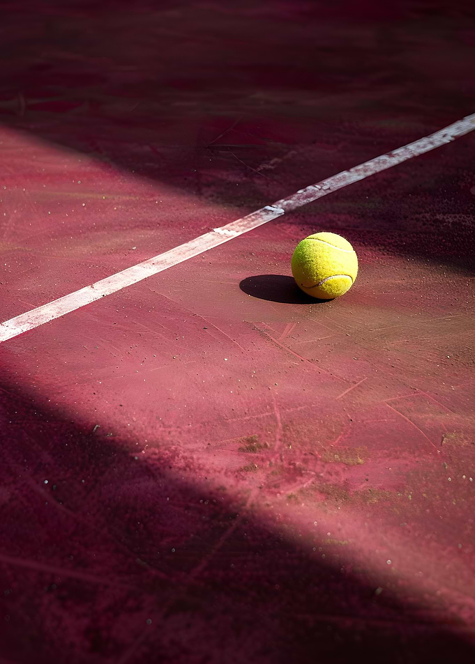 Tennis Ball on red Court
