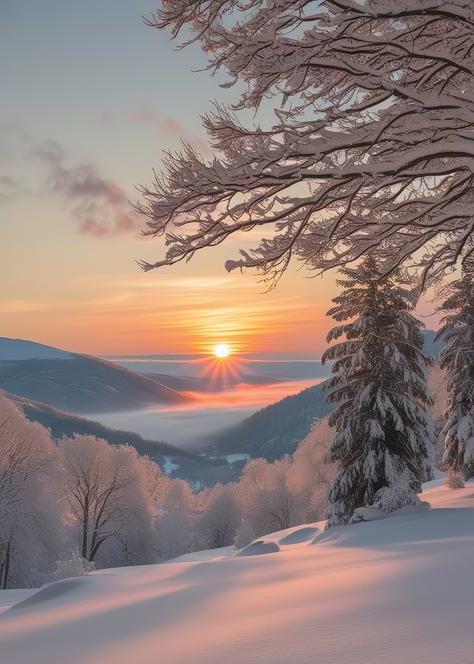 Snowy Mountain Sunrise