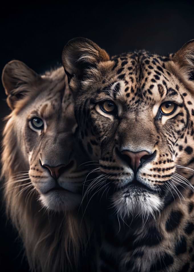 Lion and Leopard Close-up