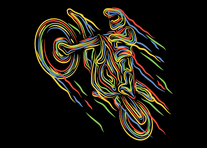 Motorcycle Motocross Biker Colorful