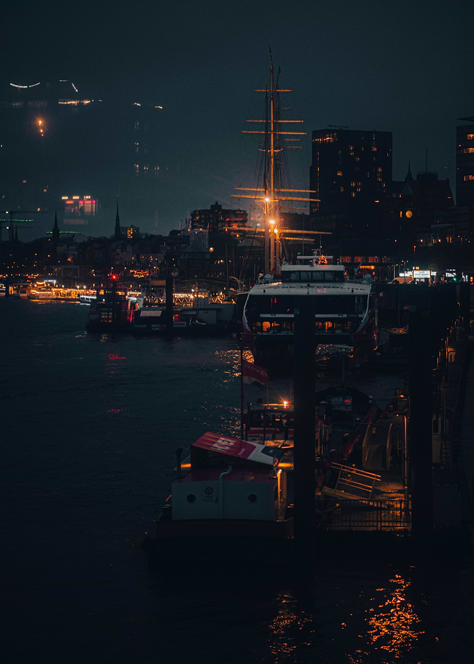 Night Harbor Cityscape