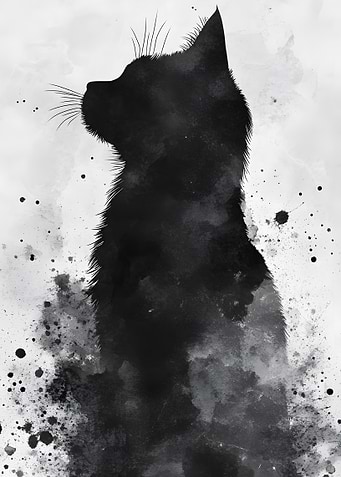 Dark Black Cat Silhouette