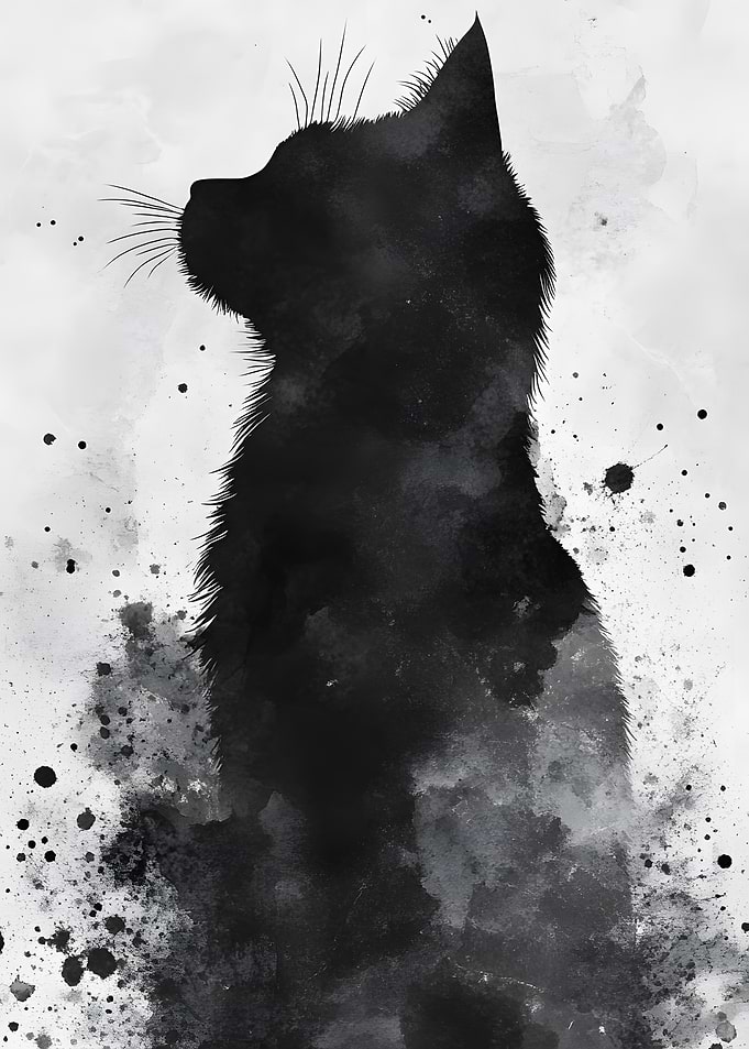 Dark Black Cat Silhouette