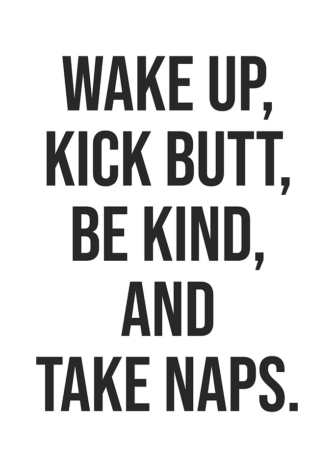 Wake Up, Kick Butt, Be Kind, take Naps