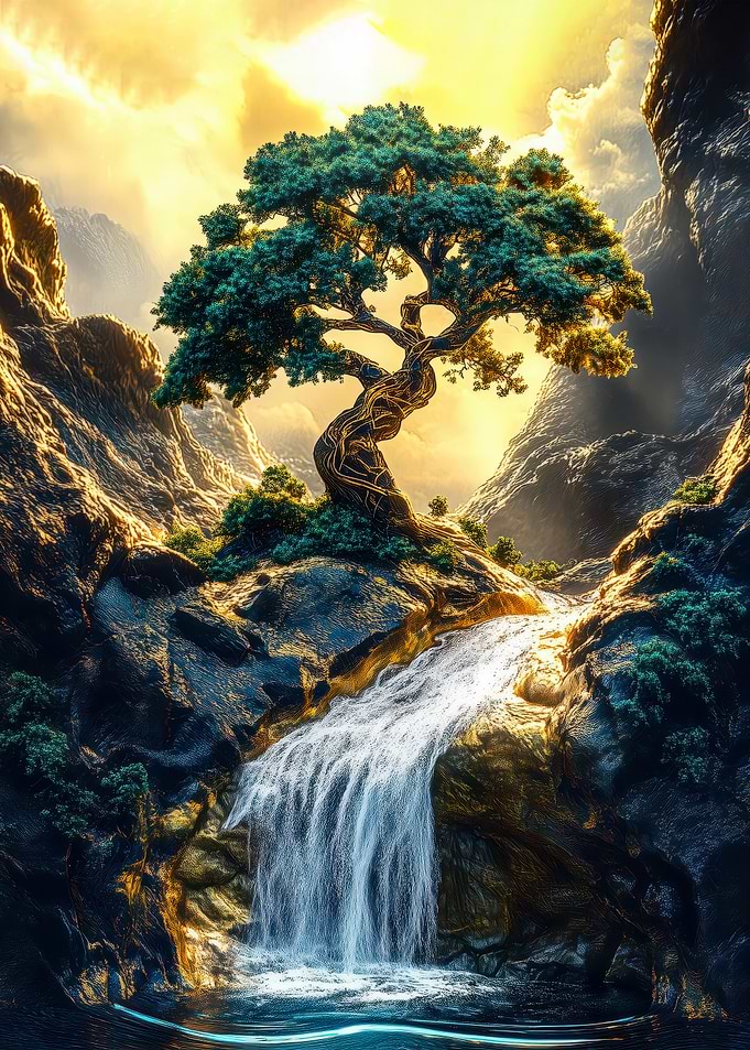 Waterfall and Tree