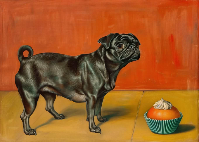 Pug Cupcake Mid Century