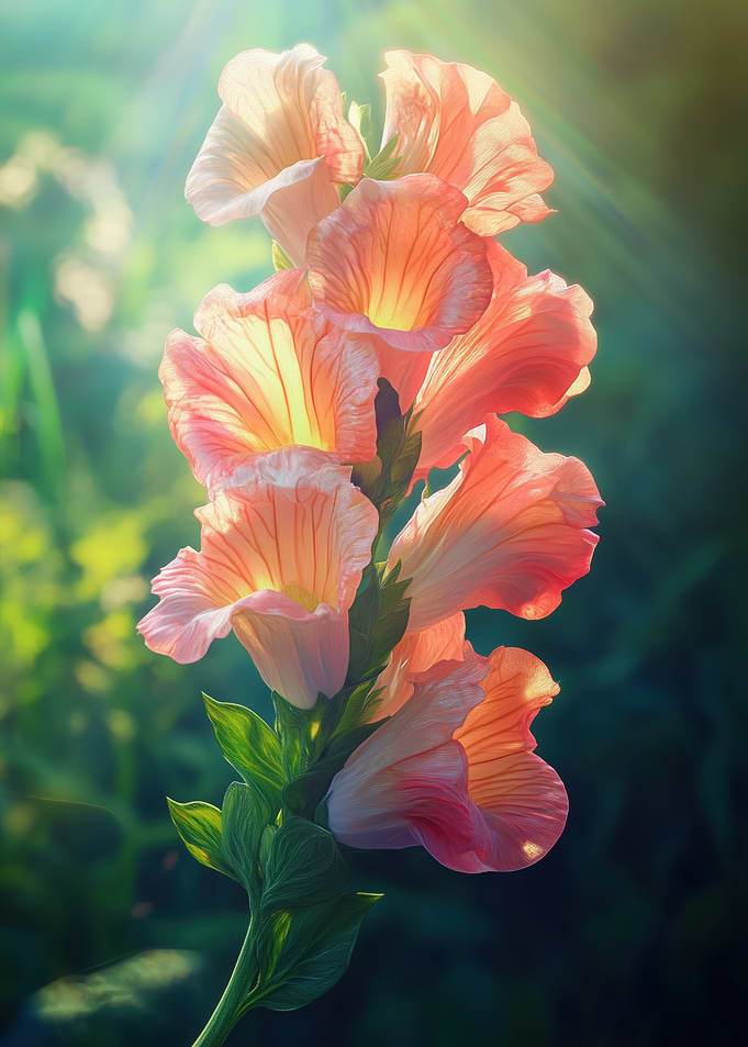 Peach Snapdragon Blossom in Sunlight