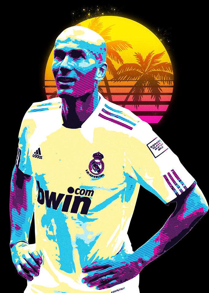zidane Retro Football Art
