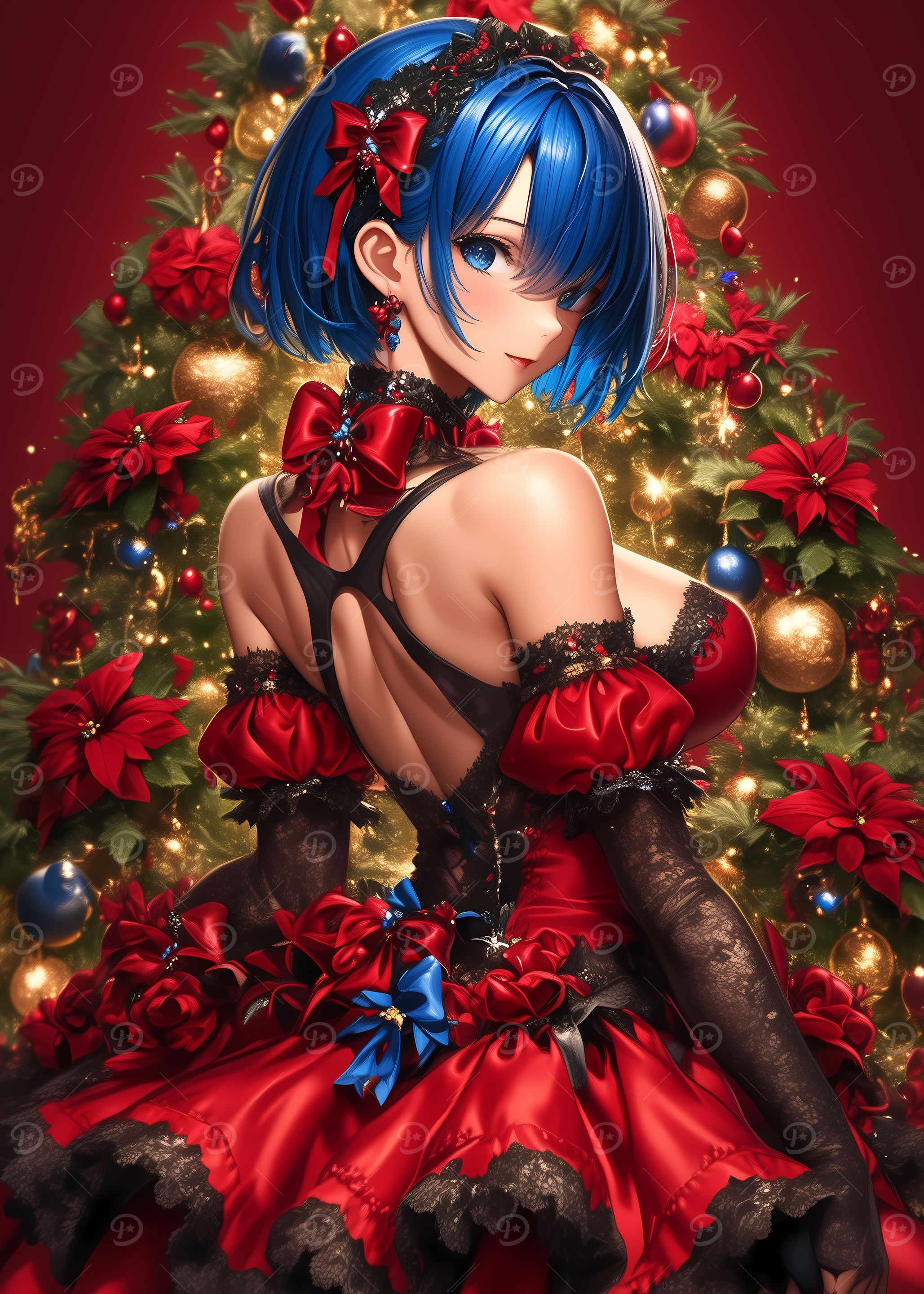 Anime Girl Christmas Dress Gaming