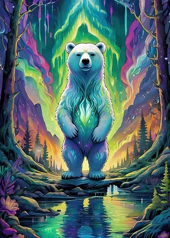 Polar Bear Aurora Borealis
