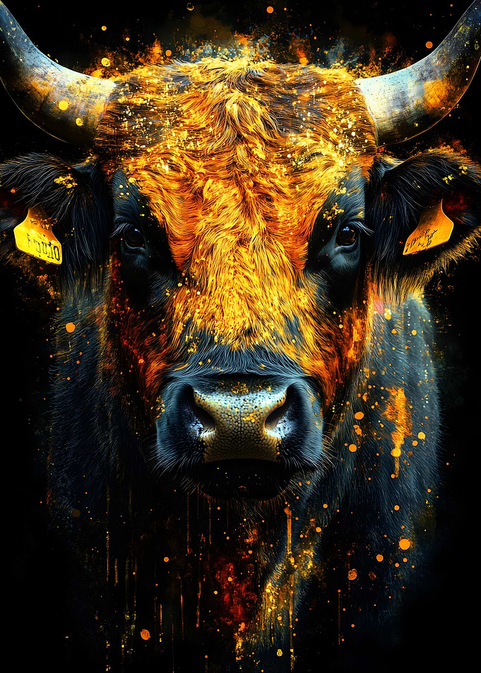 Golden Bull Art Print Animal