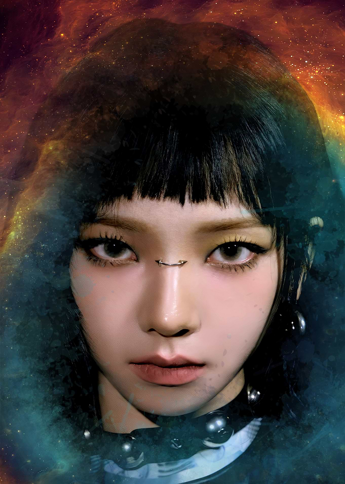karina with Galaxy Background