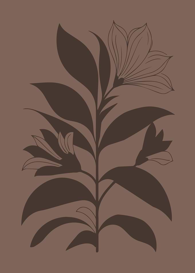 Monochrome Botanical Silhouette in Warm Brown
