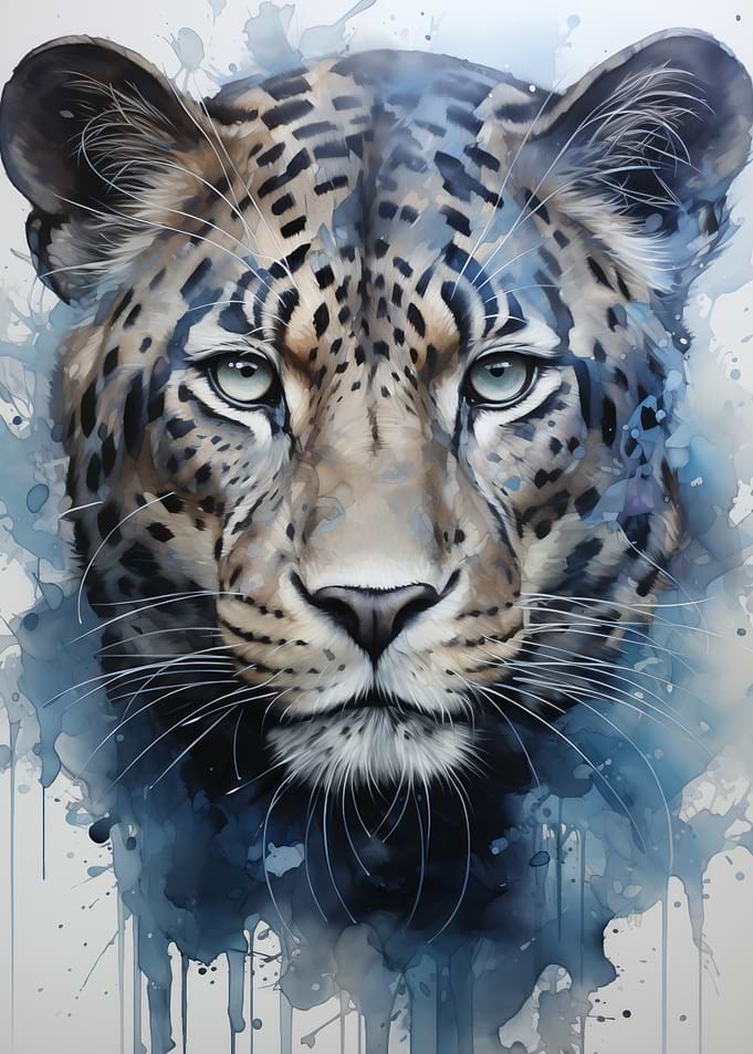 Leopard Watercolor Portrait