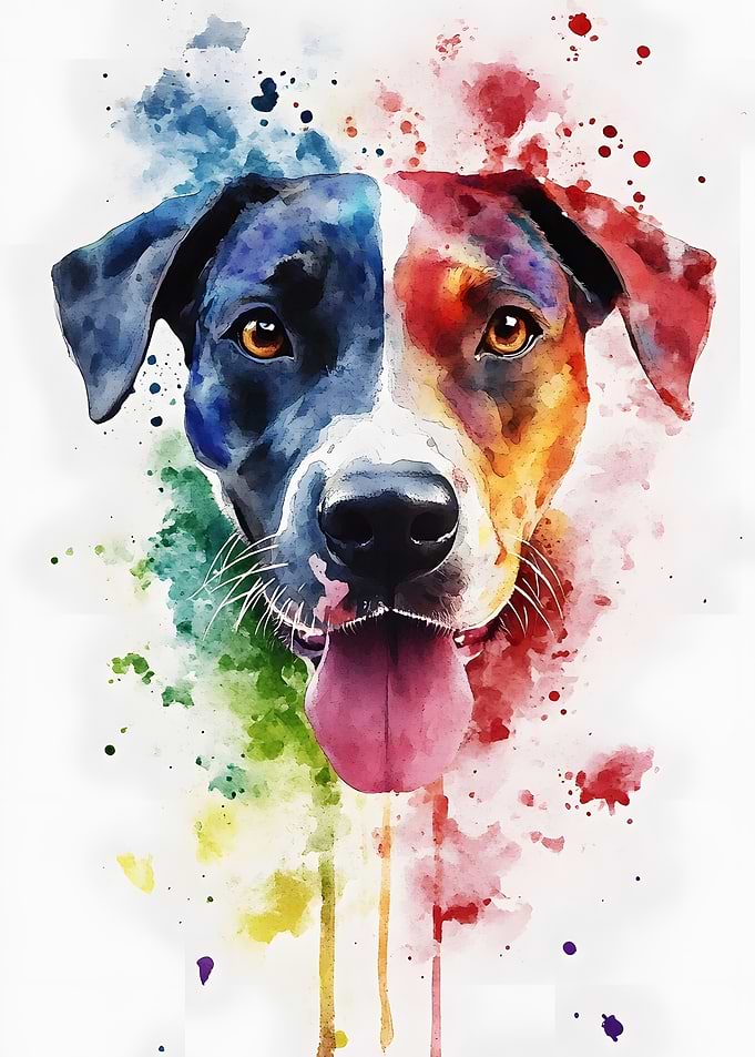 Doggy Dog Watercolor Style Portrait
