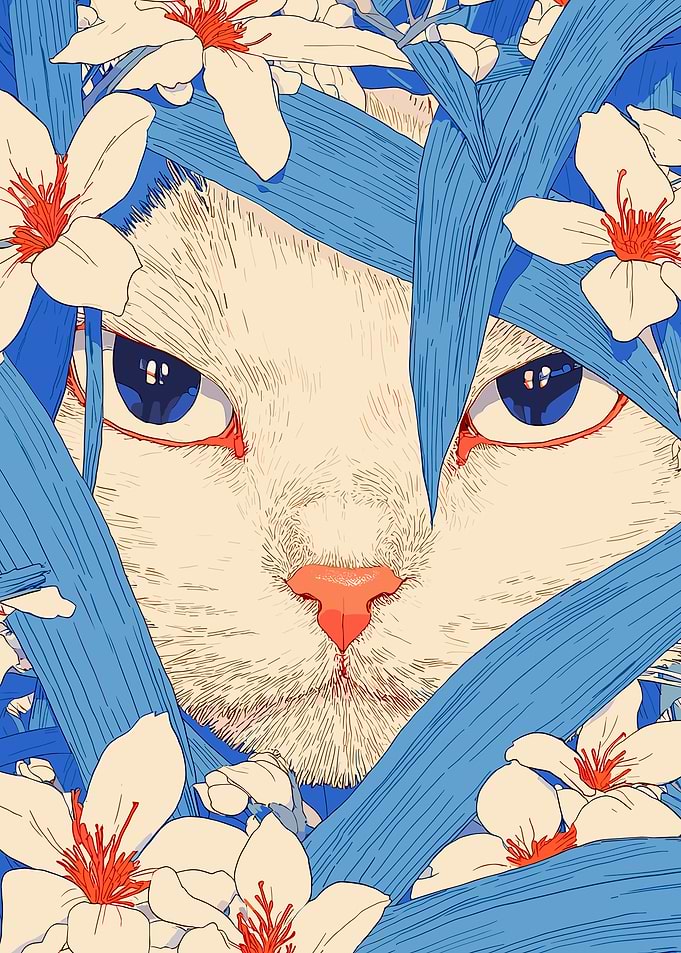 Cat in Flowers
