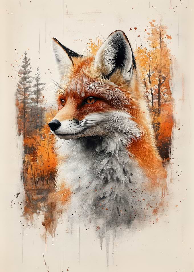 Red Fox Watercolor Portrait