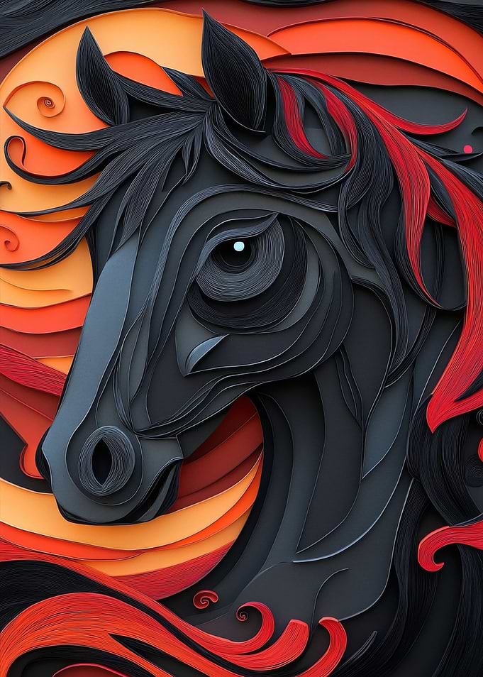 Black Horse Paper Art