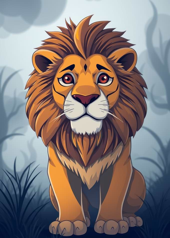 Sad Lion Cub Illustration