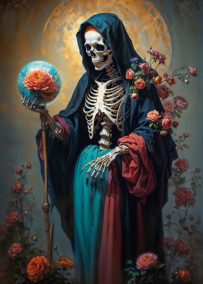 Holy Death with Rose Globe