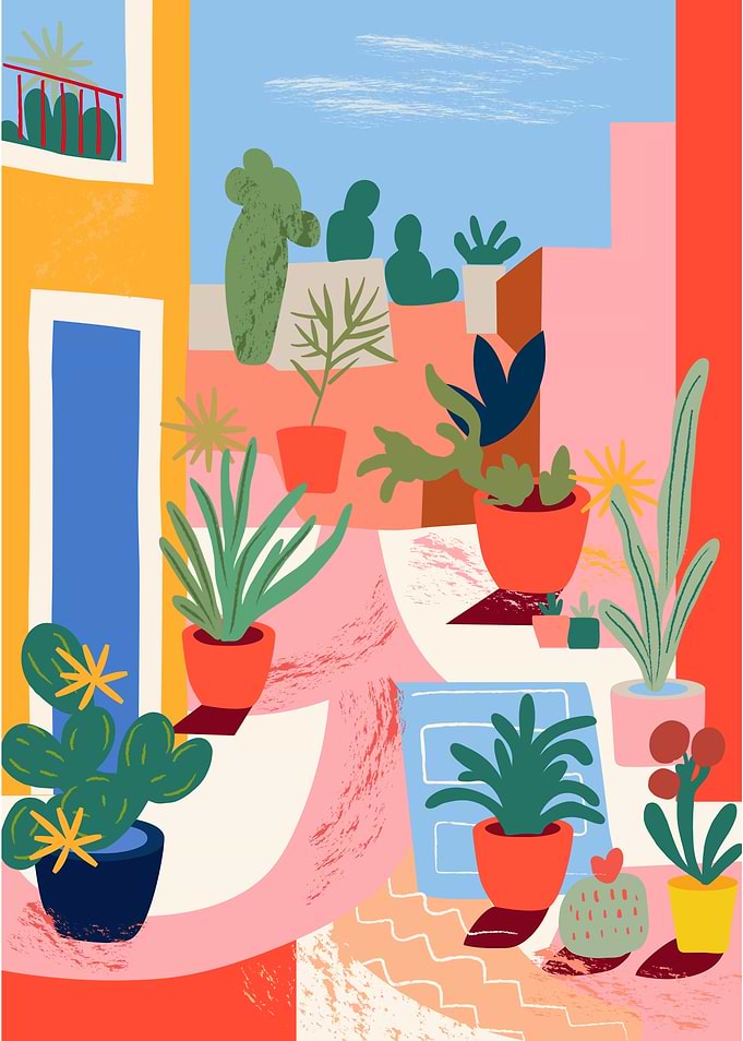 Colorful Patio with Plants