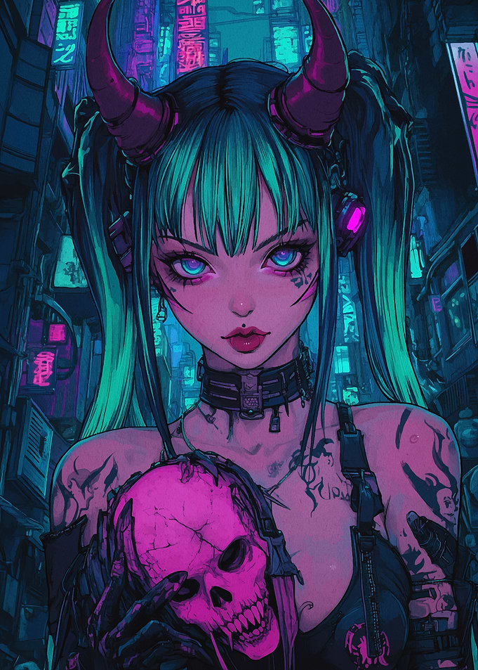 Cyberpunk Demon Girl