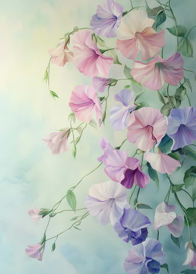 Delicate Sweet Pea Floral Painting