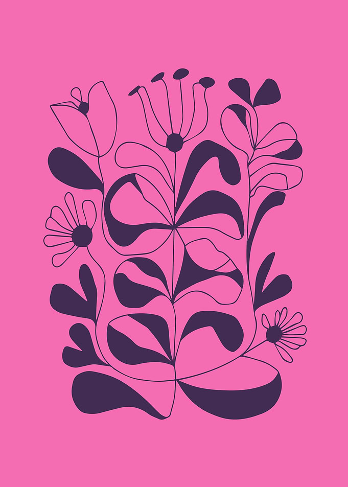 Vibrant Abstract Botanical Design in Pink
