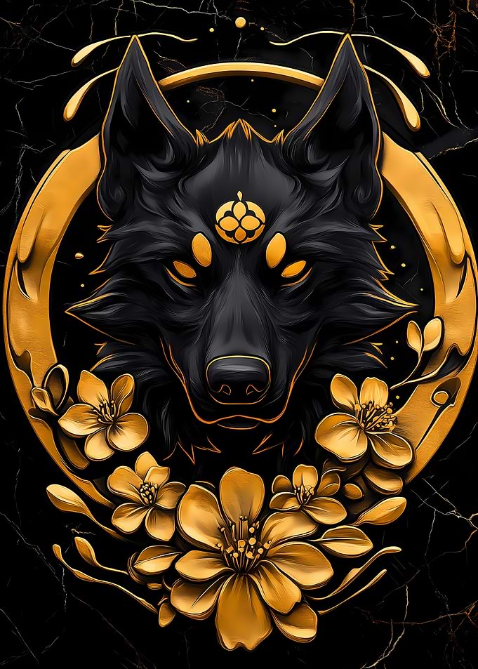 Golden Wolf Portrait