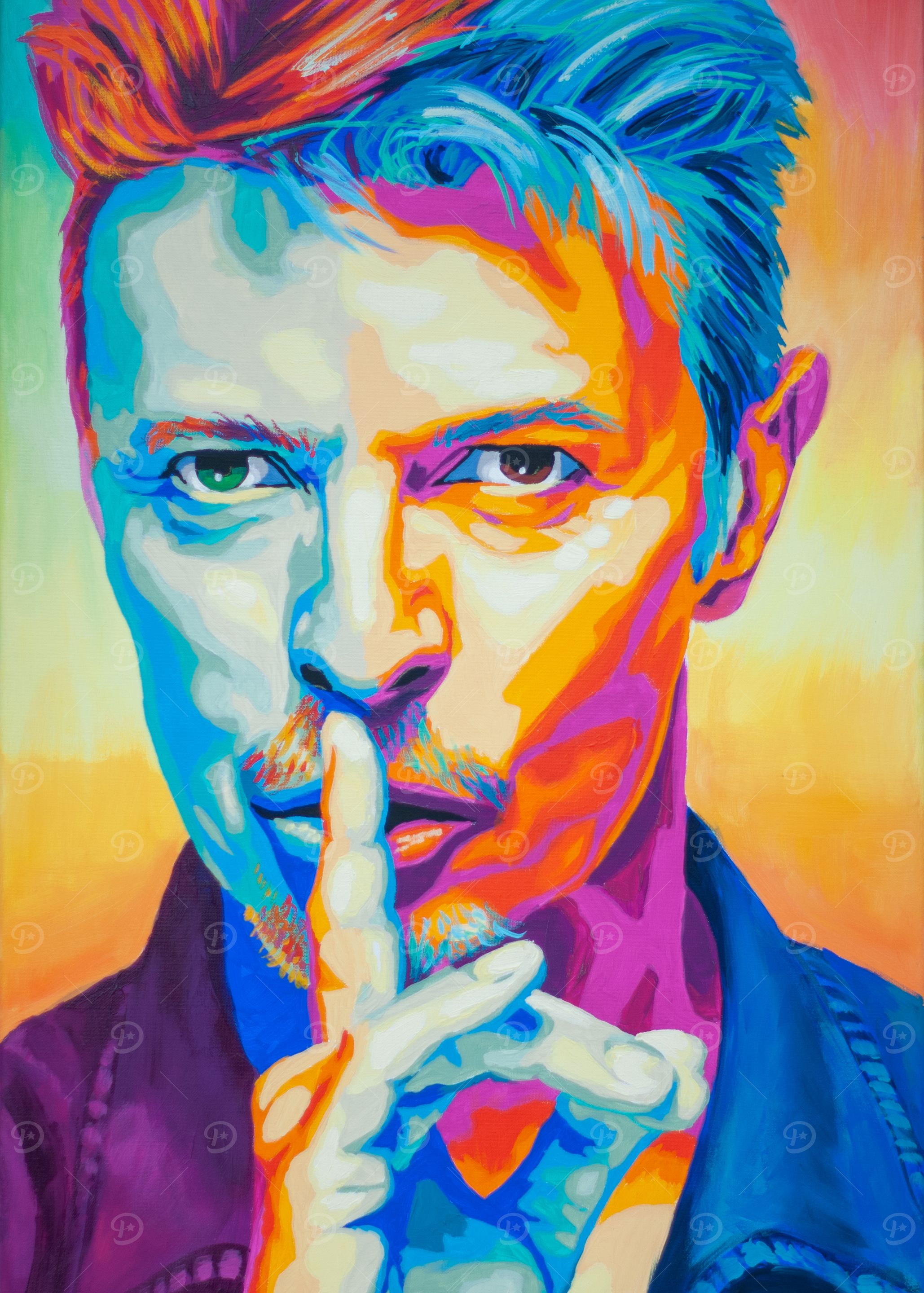 David Bowie Colorful Portrait Painting