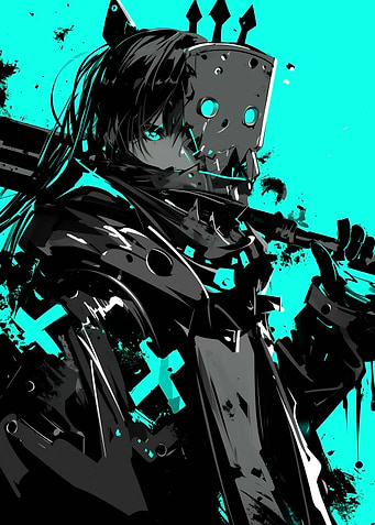 Anime Girl with Mask and Bat
