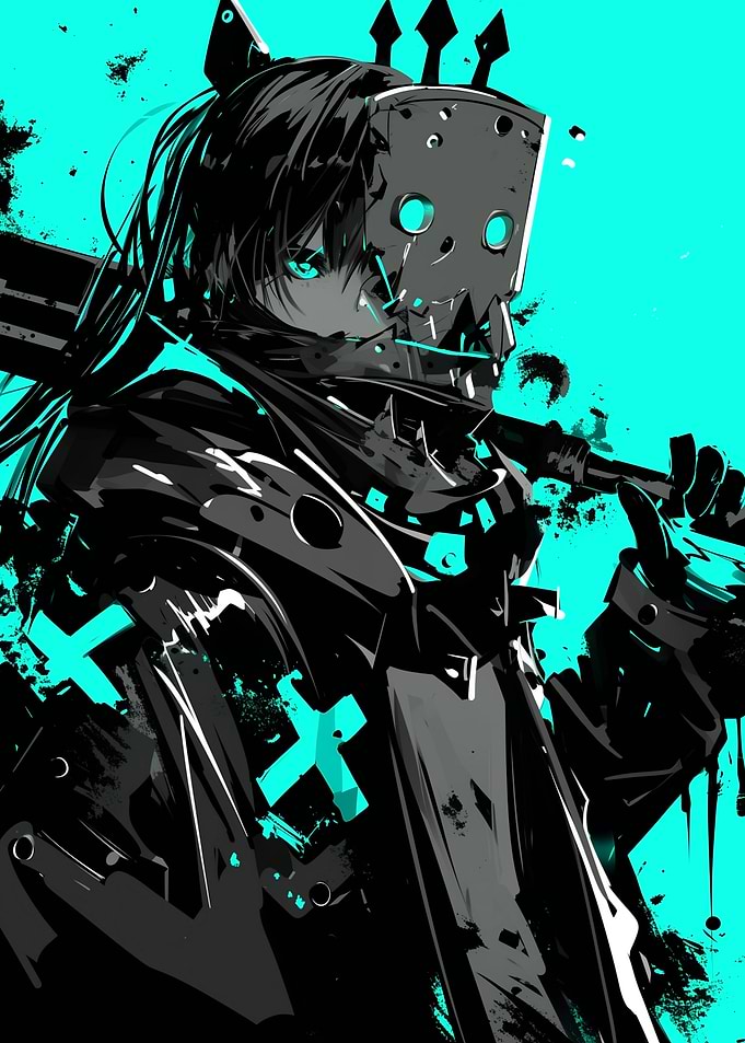 Anime Girl with Mask and Bat