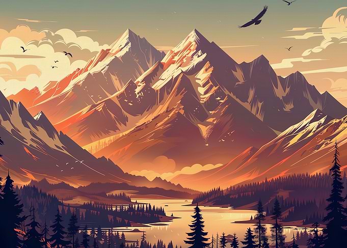 Mountain Lake Sunset