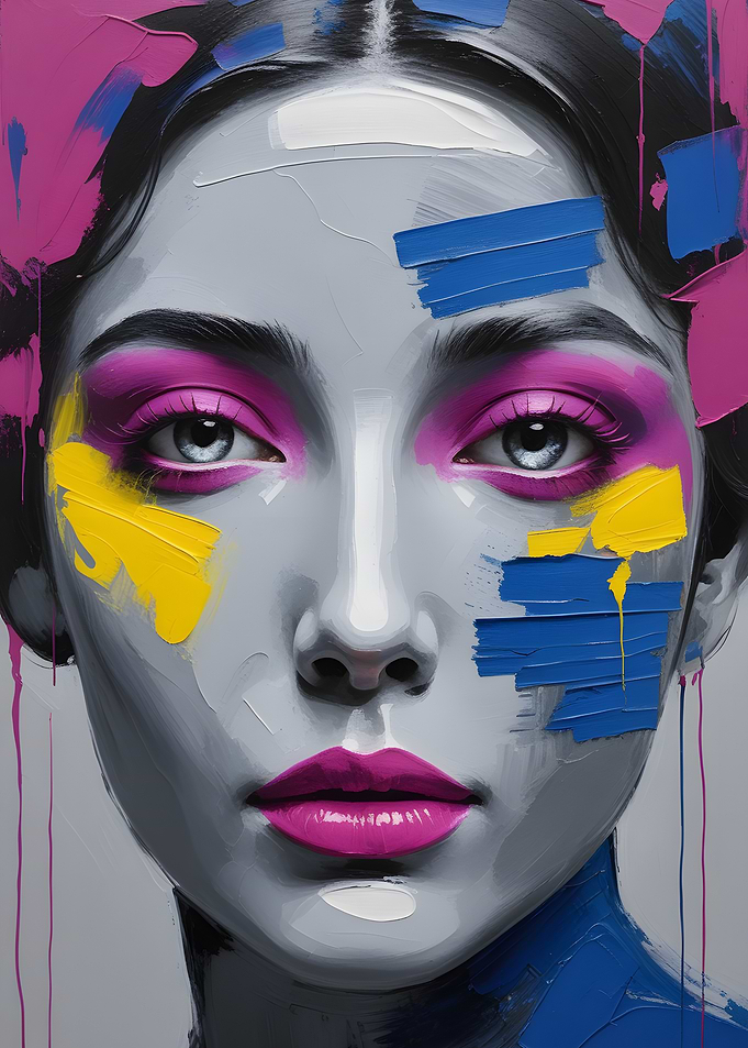Abstract Portrait with Bold Colors