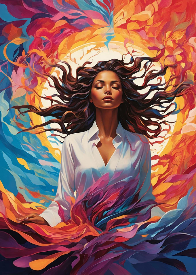 Woman in Abstract Floral