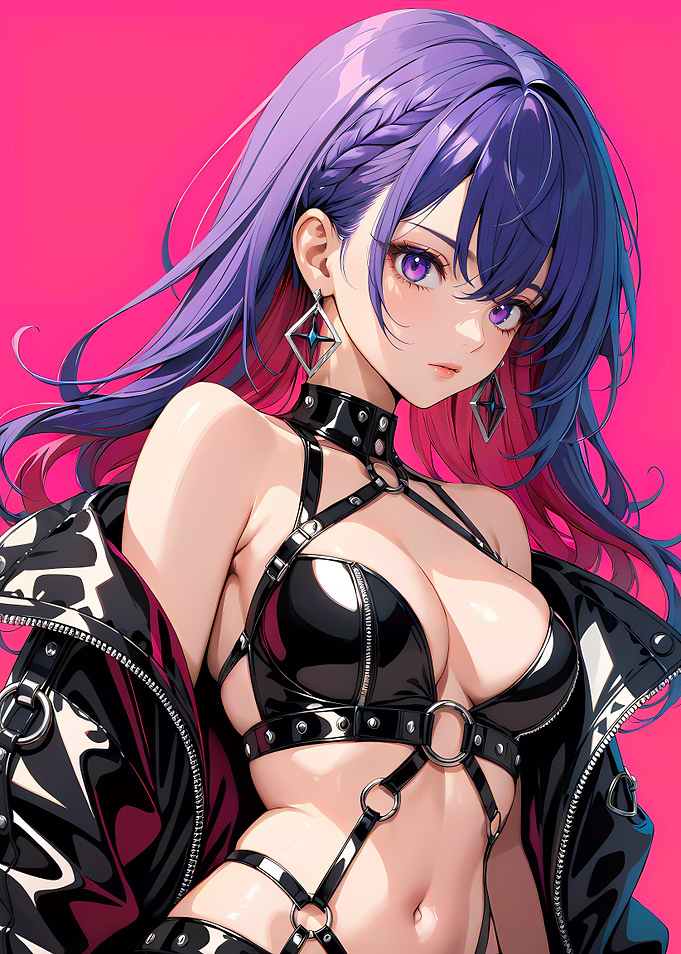 Sexy Anime Girl in Leather Outfit