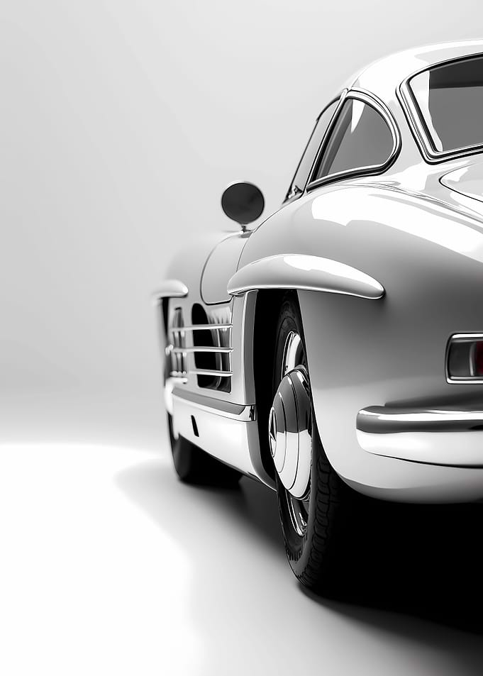 Classic Silver Mercedes 300 SL Gullwing