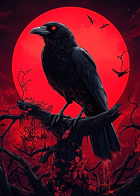 Raven And Blood Moon