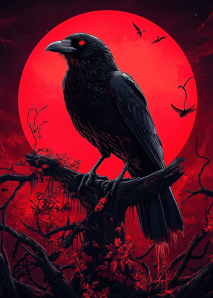 Raven And Blood Moon