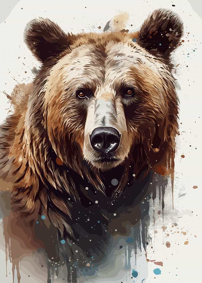 Brown Bear Watercolor Portrait
