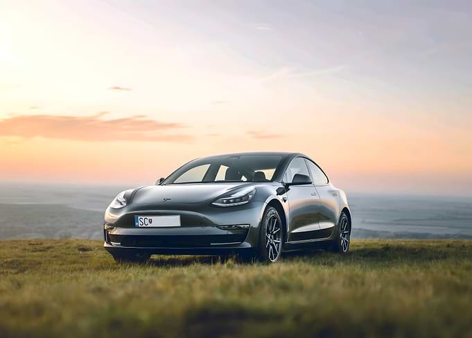 Tesla Model 3 at Sunset