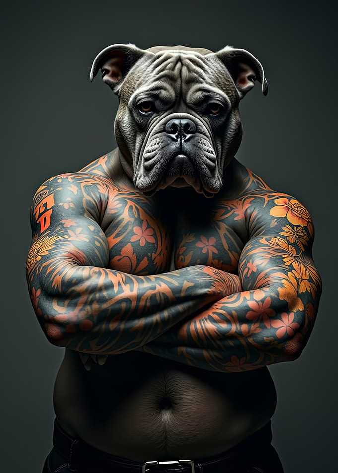 Bulldog Tattooed Man