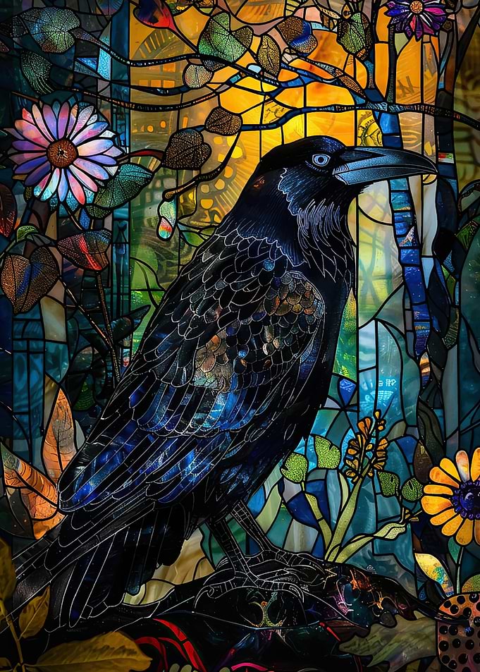 Raven Stained Glass
