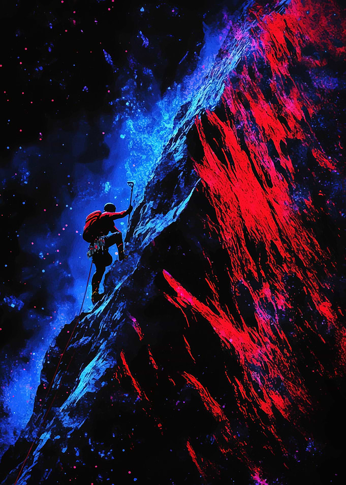 Climber in Neon Mountain