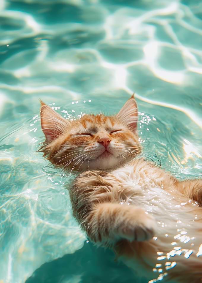 Orange Cat Swimming