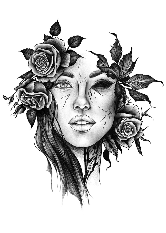 Dark Broken Woman Portrait