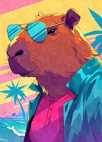 80s Capybara in Sunglasses